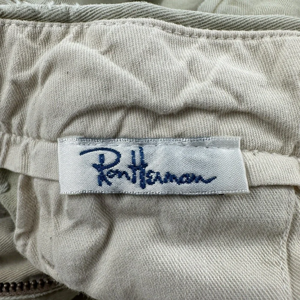 VTG Ron Herman Chino PANTS 36x32 Men Beige Khaki Soft Cotton Flat Front‎ Tag 38